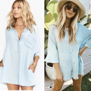 Show Me Your Mumu Horton Chambray Romper Women's XS Blue Chambray Ro…